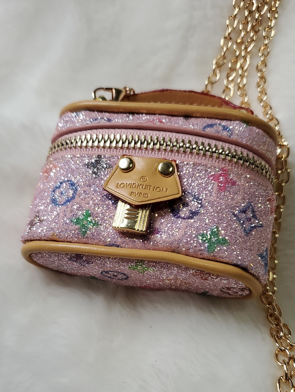 Pink Glitter Mini Crossbody Vanity Bag Or Airpods Case - Picture 3 of 6